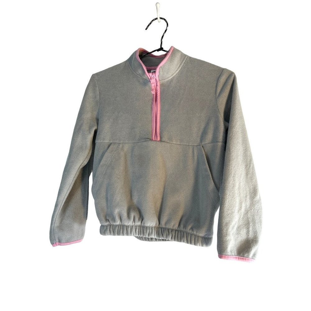 Athletic Works Girls 1/2 Zip Sweat Shirt Tops Gray/Pink Size M 7/8